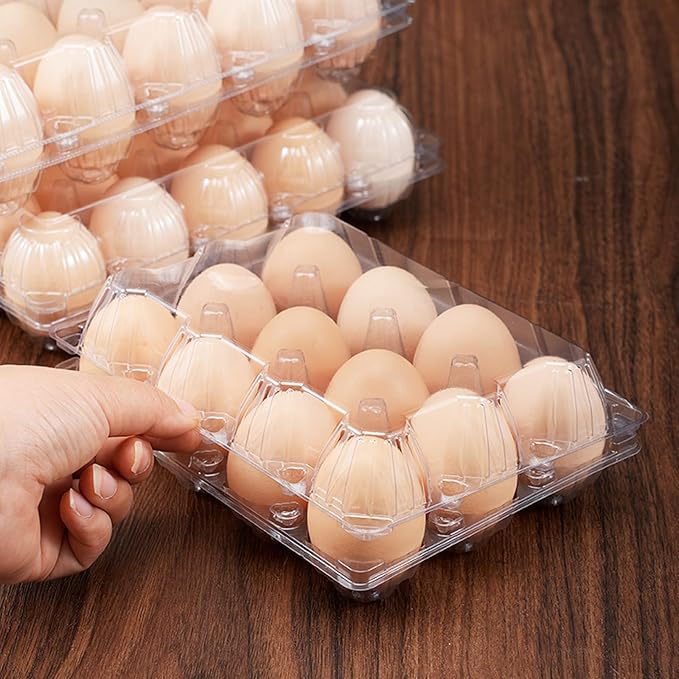 120 Pcs 12 Count Plastic Egg Cartons Cheap Bulk, 3x4 Grids Clear Empty Egg Cartons, Reusable Egg Trays Clear Egg Containers for Fresh Chicken Eggs for Chicken Farm Business Market, Refrigerator Use