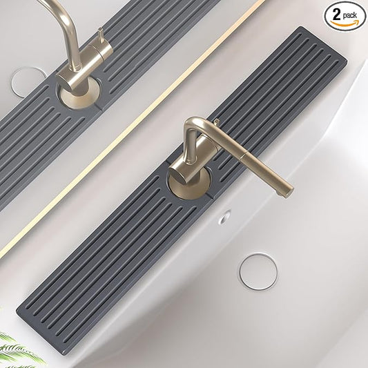 Faucet Mat for Kitchen Sink, Water Absorbent Kitchen Faucet Mat, Durable Sink Splash Guard with Raised Feet, Diatomite Fast Drying Kitchen Sink Faucet Mat, Bathroom Stone Drying Tray for Counter