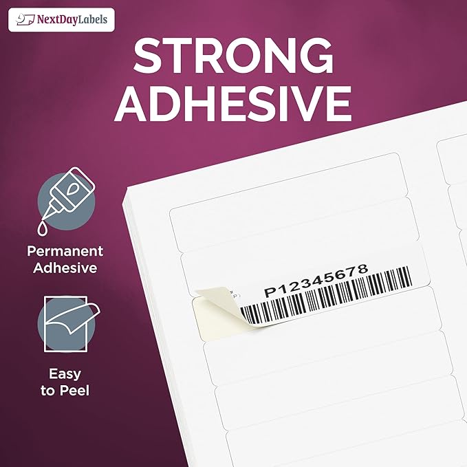 NextDayLabels 0.66x3.43 Inch Rectangle File Folder Labels White for Laser Inkjet Printer - 30 Per Sheet Self-Adhesive Organization Filing Made in USA - 30,000 Labels