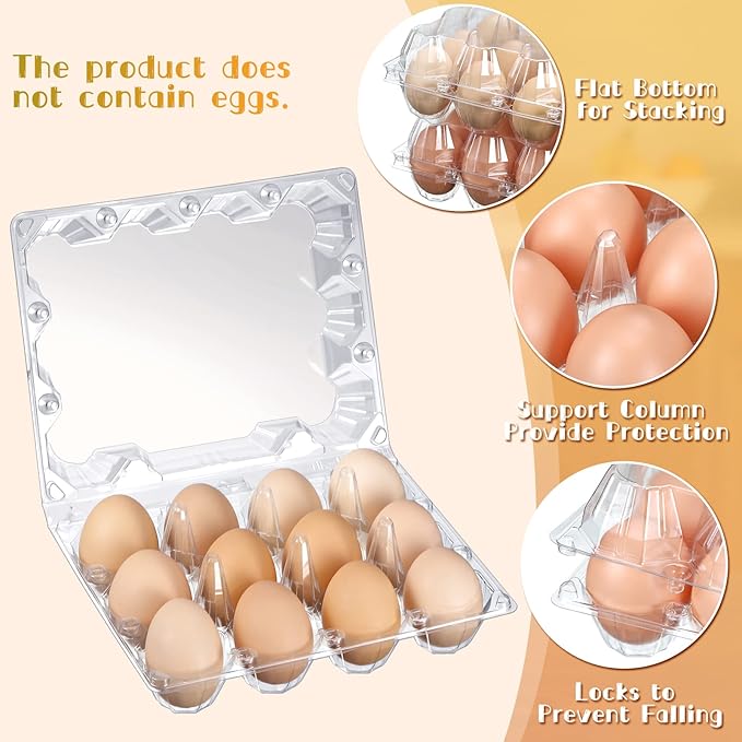 Zubebe 300 Pcs Plastic Egg Cartons Clear Egg Cartons Bulk Blank Tray for Chicken Farm Business Market Home Refrigerator Storage