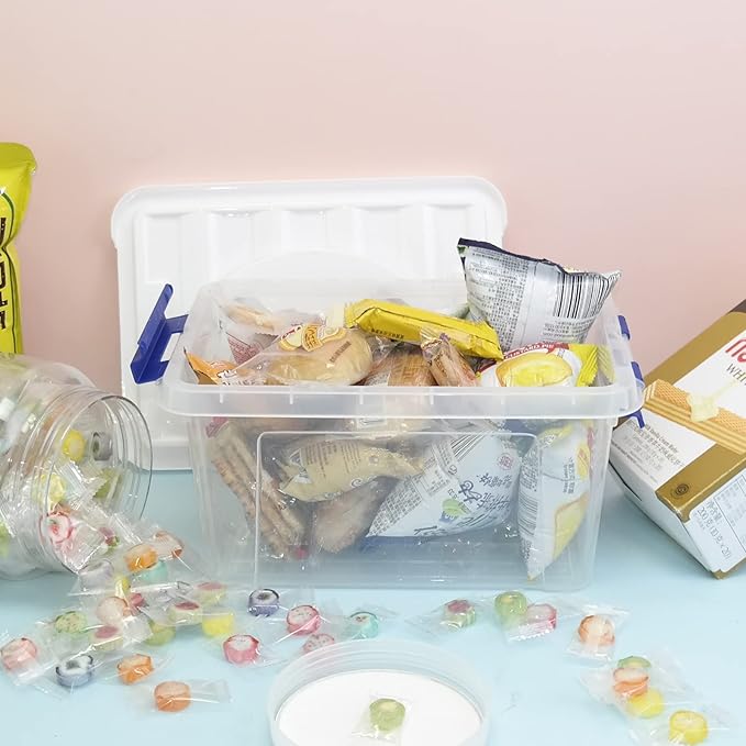 7 Quart Plastic Storage Boxes, 6 Pack Clear Storage Bins with Lids