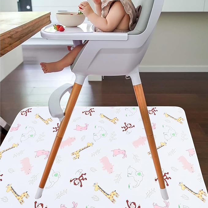 Baby Splat Floor Mat for Under High Chair/Arts/Crafts by CLCROBD, 51" Waterproof Anti-Slip Food Splash Spill Mess Mat, Washable Floor Protector Mat and Table Cloth