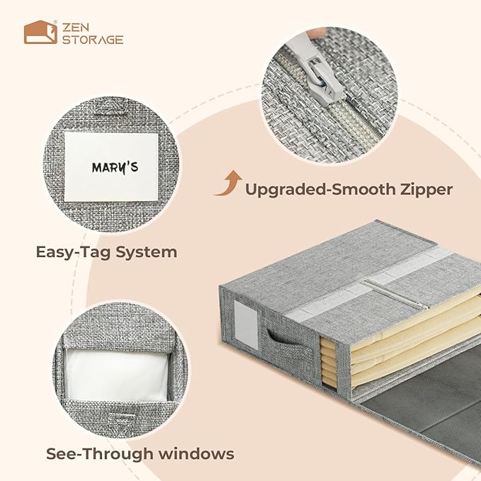 6Pack Sheet Organizers and Storage - King/Queen Size Sheet Storage Organizer with Window, Foldable & Dustproof Sheet Organizer for Linen Closet for Summer Blankets & Sheet Sets,Grey