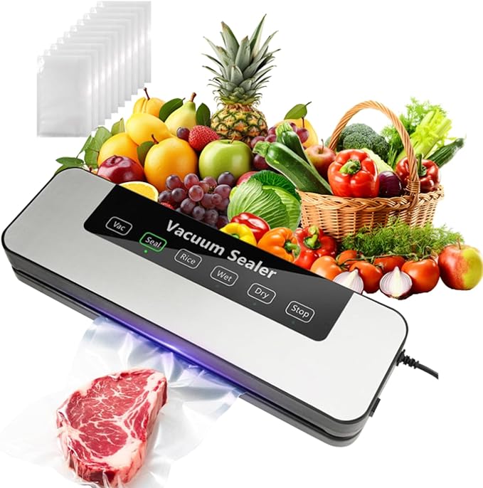 Food Saver Vacuum Sealer Machine, Meat Vacuum Sealer for Food with Multiple Modes for Dry & Moist Food, Compact Vacuum Sealing System for Food Preservation & Sous Vide
