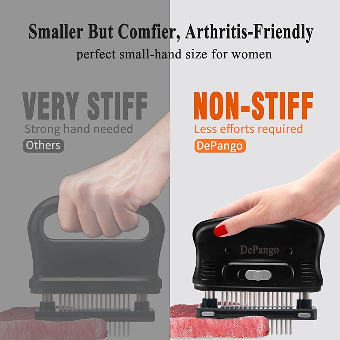 DePango Meat Tenderizer, Meat Needle Tenderizer Tool with 48 Blades Stainless Steel, Take-Apart Steak for Cleaning, Handheld Meat & Poultry Tenderizing Tool for Beef/Pork/Chicken