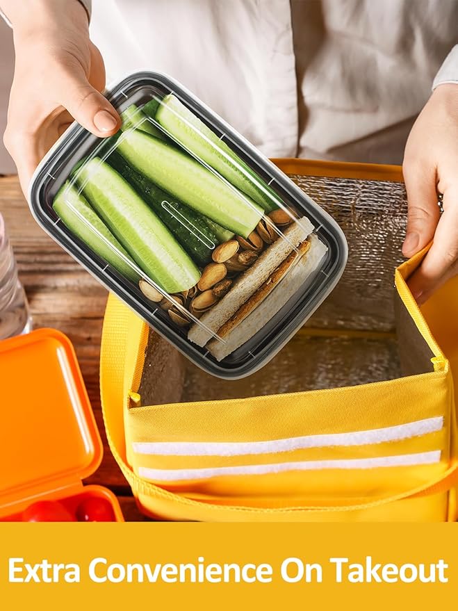 NEEBAKE 40 Sets 38oz Meal Prep Container - Reusable Plastic Food Storage Containers with Lids, Fits Microwave, Freezer and Dishwasher Safe