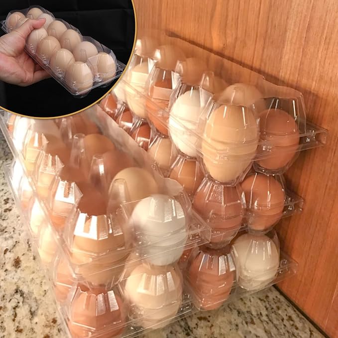 Bulk Egg Cartons 100 Pack, Clear Plastic Chicken Egg Holders, Egg Tray Carton Holder for Home & Kitchen, Farm & Market Use, An Eco-Friendly Egg Storage Solution(12 Grids)