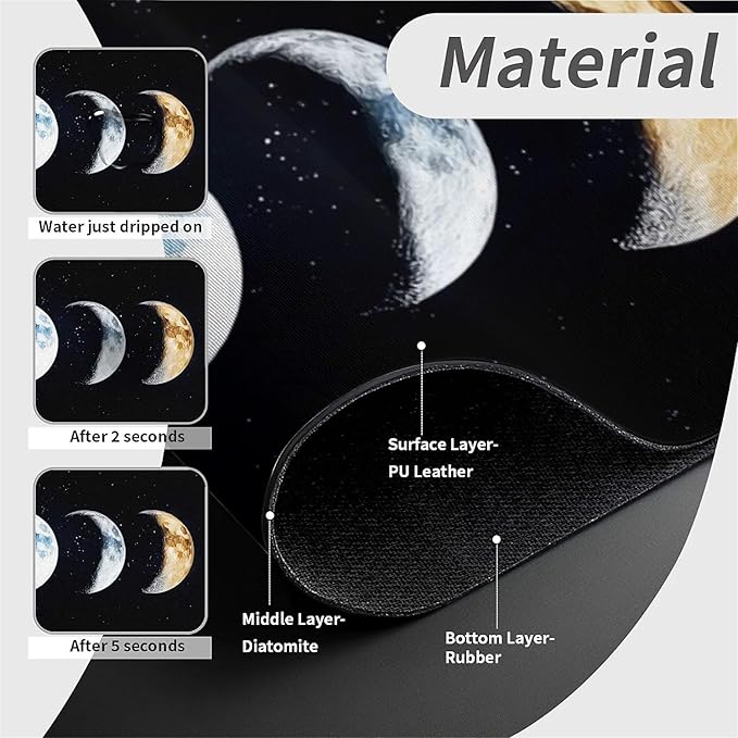 Kitchen Sink Splash Guard，phase of the moon Faucet Mat Sink Gadgets-Super Absorbent Fast Drying Mat Drip Catcher for Kitchen, Bathroom,Sink Mat, Dish Drying Mat, Bathroom(15" X 5.5" )