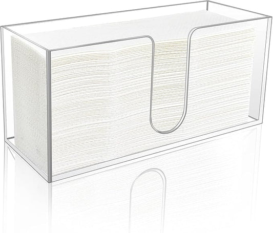1 Pack Acrylic Paper Towel Holder, Countertop Napkin Dispenser for C-Fold, Multi-Fold & Trifold Paper Towels, 5mm Transparent Acrylic for Kitchen, Bathroom & Restaurant (1)