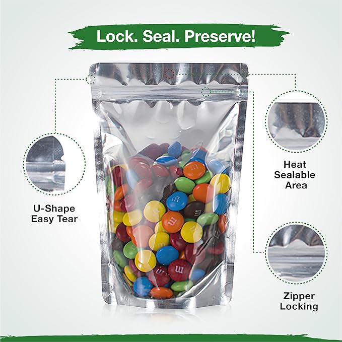 BELLE KR® 4x6 Mylar Bags Stand Up - Pack Of 1000-7.5mil Thick - Clear Mylar Bags with See Through Window for Freeze Dryer