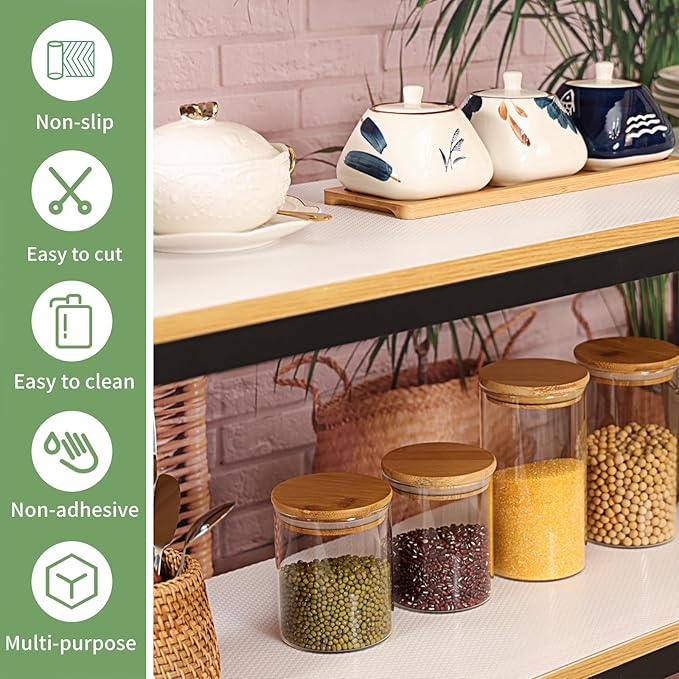 Shelf Liners 17 inch x 20 ft Shelf Liners for Kitchen cabinets nonstick Shelf Lining Drawer Mats EVA Protector for Cupboard (White,17 inch x 20 ft)