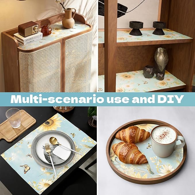 Shelf Liner for Kitchen Cabinets Non Adhesive Drawer Liner,Cabinet Liner for Shelves,Non Slip Kitchen Drawer Liners for Dresser,Waterproof Shelf Paper for Refrigerator,Cupboard,12In x 16.4FT