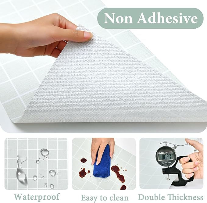 Drawer and Shelf Liner for Kitchen Cabinet: 17 in X 30 Ft Non Slip Waterproof Shelf Paper Non Adhesive Refrigerator Liners Light Gray Grid Easy Liners for Bathroom