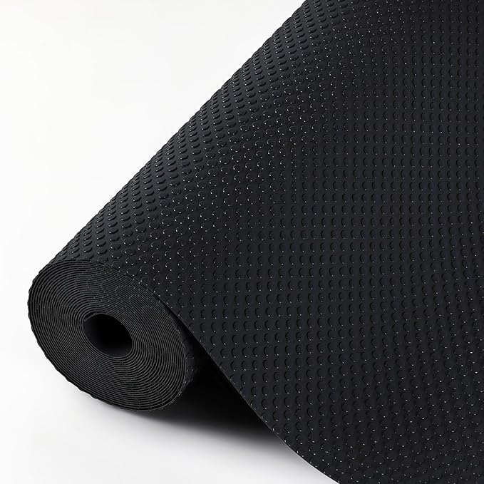 Hersvin Shelf Liners, 24 in x 20 ft Kitchen Drawer Mats, Non-Adhesive EVA Cupboard Protector, Cabinet Lining (Black Dot)
