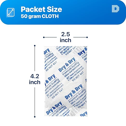 Dry & Dry 30 Gram [100 Packets] Silica Gel Packets Desiccants, Silica Packets - Rechargeable Silica Gel Packs, Desiccants Packets, Silica Gel