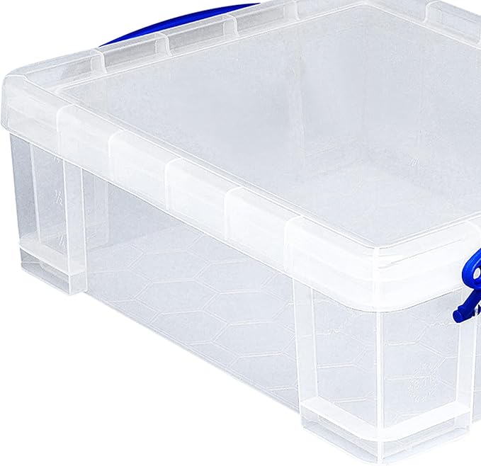 Really Useful Box 2 Pack Storage Bins, Clear Plastic Stackable Organizing Totes, 8.1 Liter