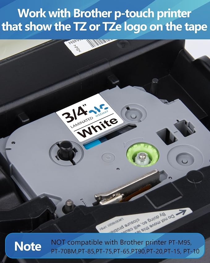 Weemay TZe-241 3 Pack Compatible for Brother P-Touch Label Tape 18mm 0.7 Laminated White 3/4 TZe TZ Tape TZ-241 TZ241 TZe241 for PT-D400AD PT-D610BT PT-D600 PT-D410 Printer, 0.7" x 26.2'