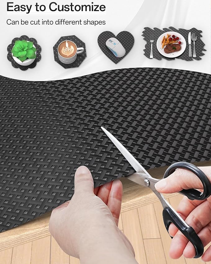 Shelf and Drawer Liner for Kitchen Cabinet, Non-Adhesive 18in x 120in Waterproof Contact Paper Refrigerator Liners Thickened Durable EVA Material Non Slip Mat for Dresser Cupboard Pantry Protector