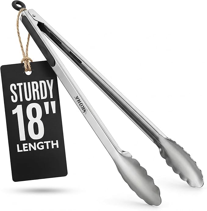 Kona Premium Stainless-Steel Locking Grill Tongs 18 inch, Sturdy, Heavy Duty Tongs - Great for Cooking, Grilling, and Barbecue (BBQ)