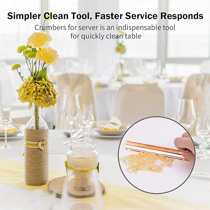Food Scraper, Restaurant Crumb Sweepers, Stainless Steel Crumbers for Servers, Table Crumber Tool Restaurant Supplies for Waiters, Waitresses and Servers (10 PACK, Rose Gold)