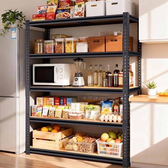 72" H Garage Shelves,Storage Shelves Heavy Duty,2400LBS Heavy Duty Garage Shelving,Adjustable 5 Tier Shelving for Garage Storage,Warehouse,16"x35.5"x72"