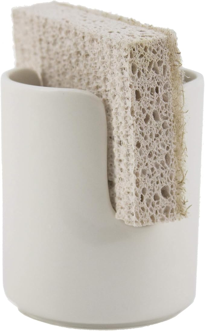 Ceramic Dish Sponge Holder for Kitchen Sink Dishwasher Safe Farmhouse Elegant Cute Sturdy