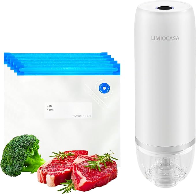 Handheld Vacuum Sealer for Food Storage, Cordless Mini Vacuum Pump with Reusable Bags, USB-C Rechargeable Portable Food Vacuum for Meat, Vegetables & Freezer Meal Prep
