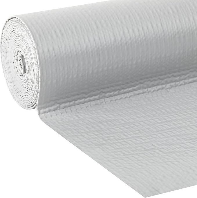 Smooth Top EasyLiner for Cabinets & Drawers - Easy to Install & Cut to Fit - Shelf Paper & Drawer Liner Non Adhesive - Non Slip Shelf Liner for Kitchen Pantry - 12 Inch Width - 60 Total Feet - Gray