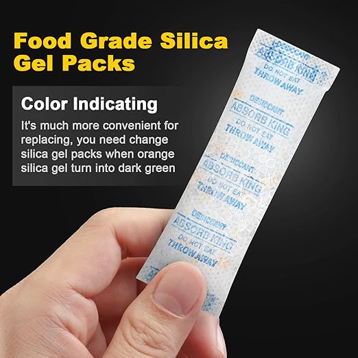Silica Gel Packs – 150 Packs 5 Gram Desiccant Packs, Moisture Absorbers for Food Storage with Color Indicating, Premium Food Grade Silica Packets for Spices, Jewelry, Shoes, Electronics