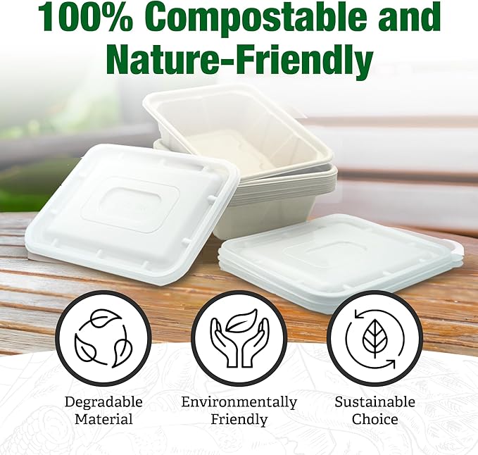 TOPtoper 50 Pack 36 Oz Large Paper Bowls with Lids, Heavy Duty Compostable Paper Bowls for Party, Disposable Bowls Bulk Leakproof and Microwave Safe for Hot/Cold Use (36 OZ)