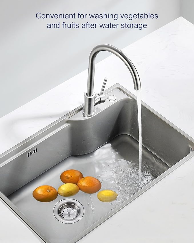 KONE 2PCS Kitchen Sink Basket Strainer Replacement for 3-1/2 Inch Standard Drains Brushed Stainless Steel Body Metal Center Knob with Rubber Stopper