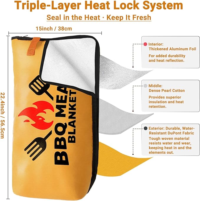 VIOXIA Brisket Blanket & Meat Resting Bag – Insulated BBQ Blanket for Resting Meat | Heavy-Duty Smoker Accessory for Brisket, Thanksgiving Essential Stocking Stuffer & Gift for Hunters or Men