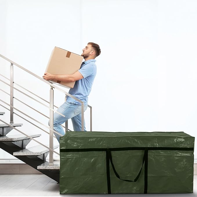 4 Pcs 194 Gallon Extra Large Moving Bags Heavy Duty Storage Bag with Strong Zipper Handle Foldable XXL Jumbo Storage Tote Packing Moving Box for College Dorm Travel Cloth Duffle (Green)