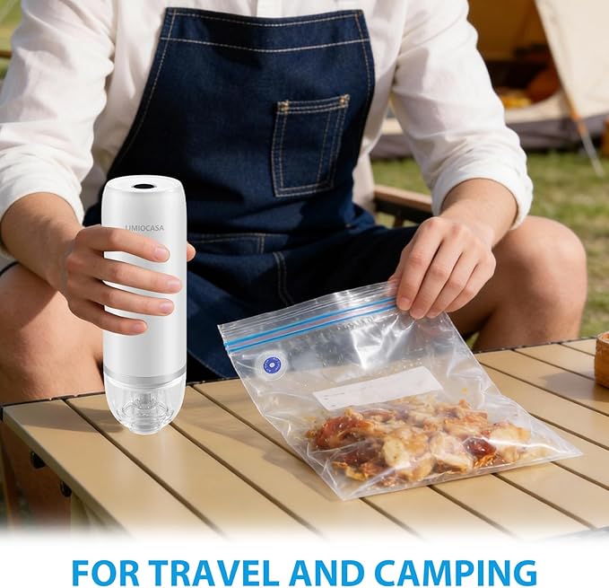Handheld Vacuum Sealer for Food Storage, Cordless Mini Vacuum Pump with Reusable Bags, USB-C Rechargeable Portable Food Vacuum for Meat, Vegetables & Freezer Meal Prep