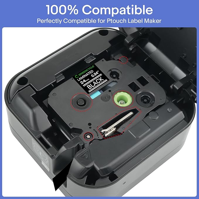 GREENCYCLE Compatible for Brother P-Touch Label Tape TZe-151 TZe-251 TZe-355 24mm 0.94" Laminated TZe TZ 1 inch Black on Clear/White and White on Black Label Tape for PTD600 PTD600VP PTP700, 3 Pack