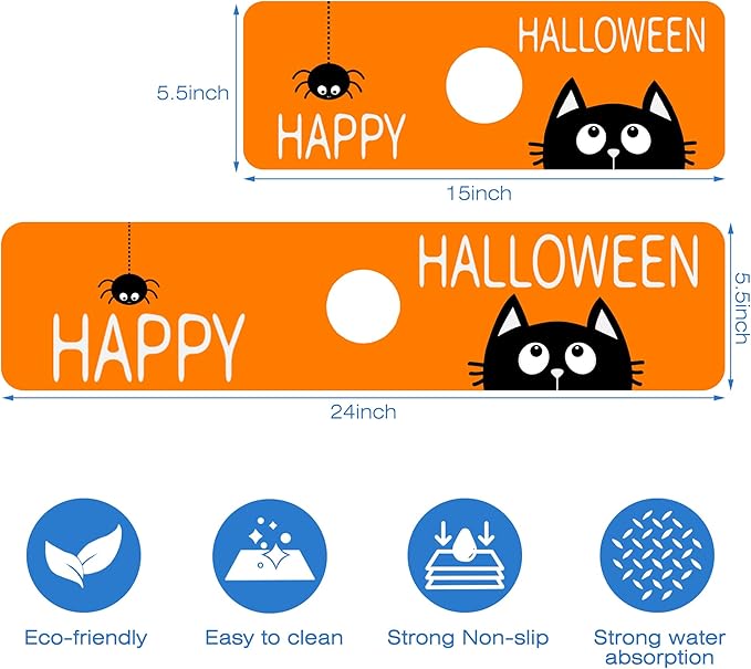 Halloween Cute Black Cat Kitchen Sink Splash Guard Mat Absorbent Fast Drying Mat Faucet Draining Mat Sink Splash Guard Behind Faucet Drip Catcher for Kitchen Bathroom 5.5"×15"