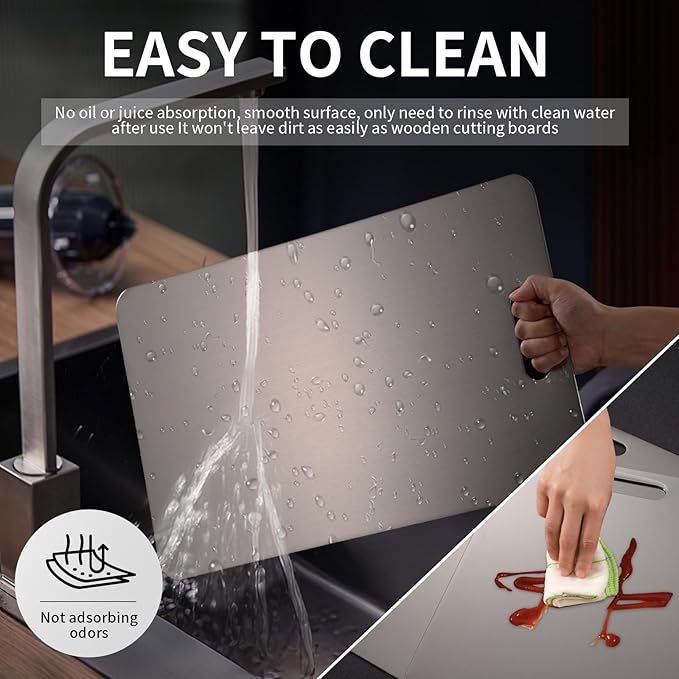 Katuchef Titanium Cutting Board 2026 New Upgrade Titanium Grade 5 Cutting Boards for Kitchen Non Toxic, Non-slip, Hygiene Durable Chopping Board Suitable for Dishwasher Safe(13.38 * 9.05)