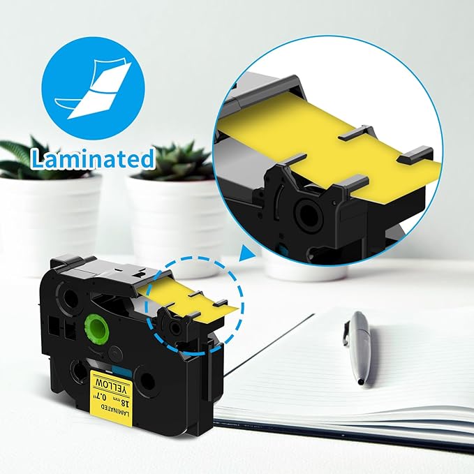 MarkDomain 18mm Label Tape Compatible TZe641 Replacement for Brother P Touch Laminated TZe TZ Tape 18mm x 8m (TZe-641 Black on Yellow) - Work with PTD400AD PTD400 PTD600 Label Maker - 5-Pack