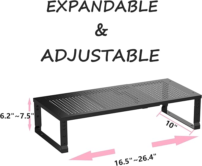 Asiingkel Metal Stackable Expandable Storage Shelf - Multi-Functional Home Storage Shelf, Suitable for Kitchen, Cabinet，Bathroom, Office, Garage, etc.（1PACK/Black/Large