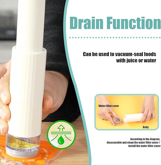 Hand Pump for Sous Vide Bags & Vaccum Containers, Manual Handheld Vacuum Pump,Jar Vacuum Sealer for Wide & Regular Mouth Mason Jars