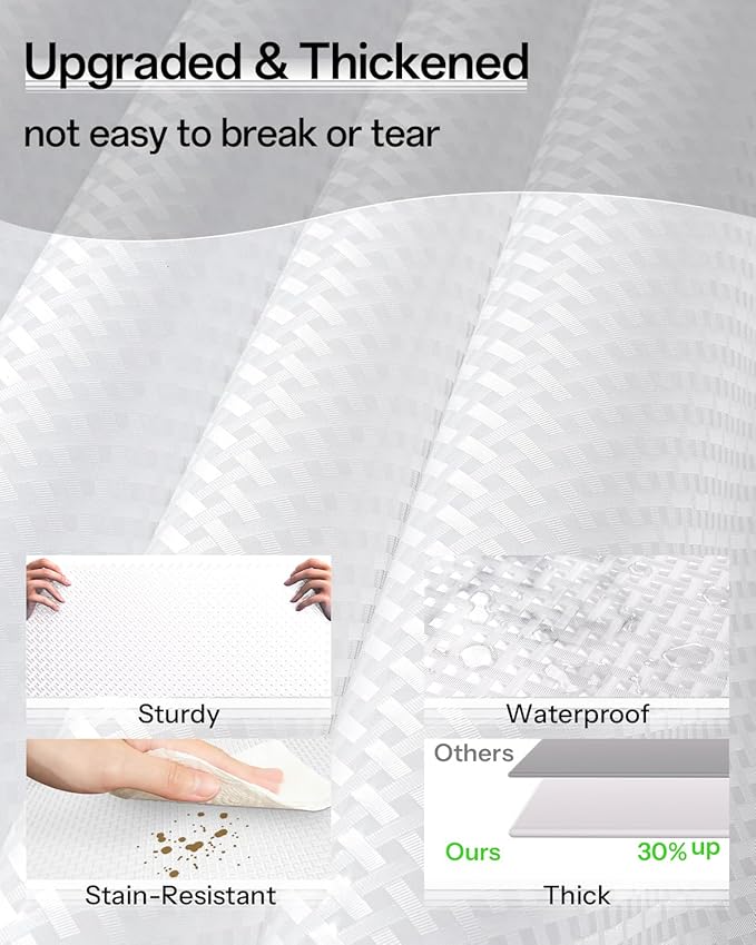 Shelf and Drawer Liner for Kitchen Cabinet, Non-Adhesive 18in x 240in Waterproof Contact Paper Refrigerator Liners Thickened Durable EVA Material Non Slip Mat for Dresser Cupboard Pantry Protector