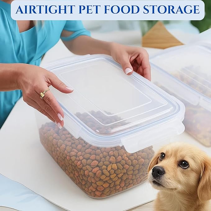 Lustroware Jumbo Food Storage Container Set of 2 with Lids – 12 & 17 Quart Airtight Latching Boxes, Heavy-Duty Stackable Bins for Rice, Flour, Pet Food, Closet, Pantry, Kitchen, Pantry, Made in Japan