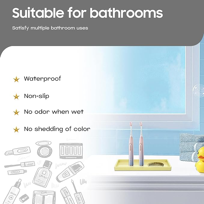 Mriluvy Vanity and Bathroom Tray, 6.3" ABS Countertop Organizer,Waterproof Vanity Tray for Toilet Tank,Perfume,Soap,Keys,Bathroom Accessories,Kitchen and Bath Trays,Non Slip Small Trays,Gold