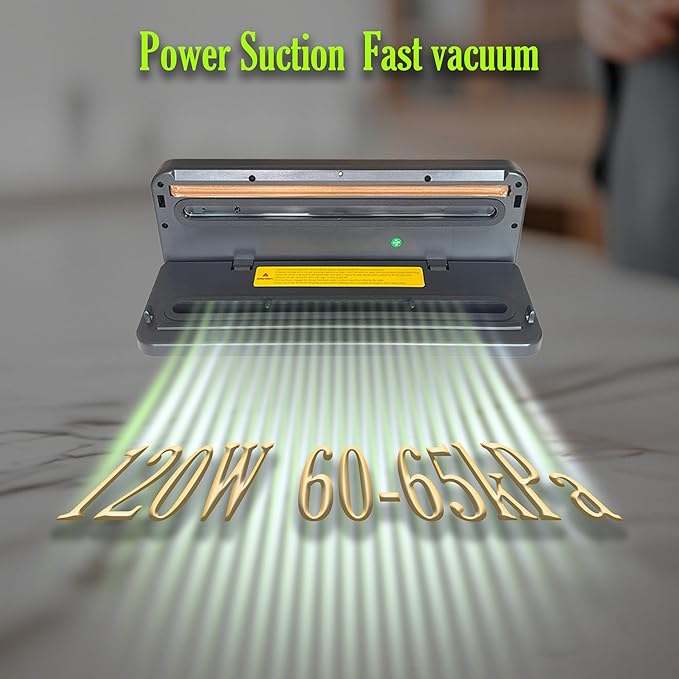Vacuum Sealer for Food, Compact Food Saver Machine with 65kPa Suction, One-Touch Operation, Built-in Cutter, Includes 20 Vacuum Bags, Easy-to-Clean, Ideal for Meat, Vegetables, Sous Vide