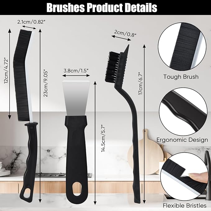 Crevice Cleaning Brush,8 Pcs Cleaning Supplies,Hard Bristle Crevice Cleaning Brush,Crevice Cleaning Brushes for Household Use Bathroom Tiles Kitchen Practical and Durable