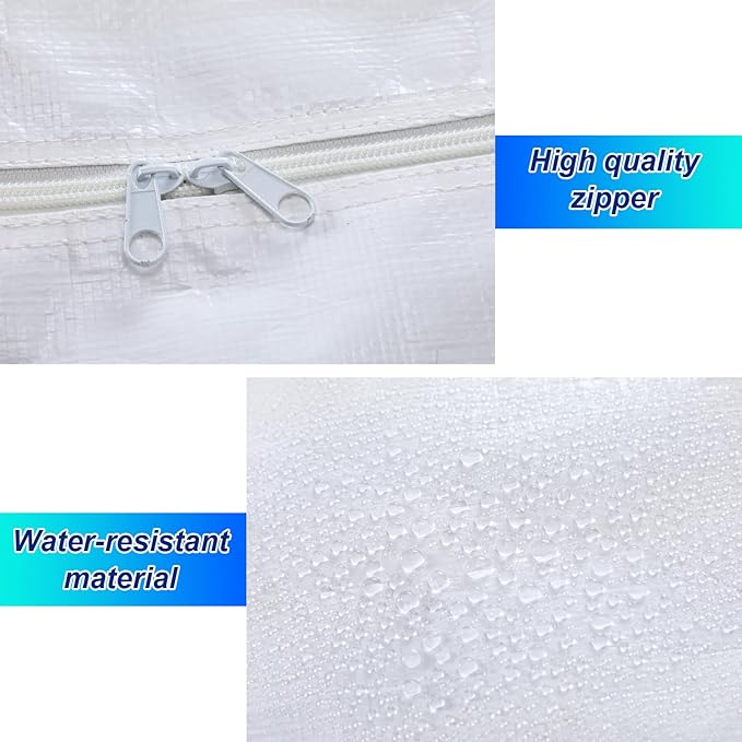 4 Pcs 66 Gallon Extra Large Moving Bags Heavy Duty Storage Bag with Strong Zipper Handle Foldable XXL Jumbo Storage Tote Packing Moving Box for College Dorm Travel Cloth Duffle (White)