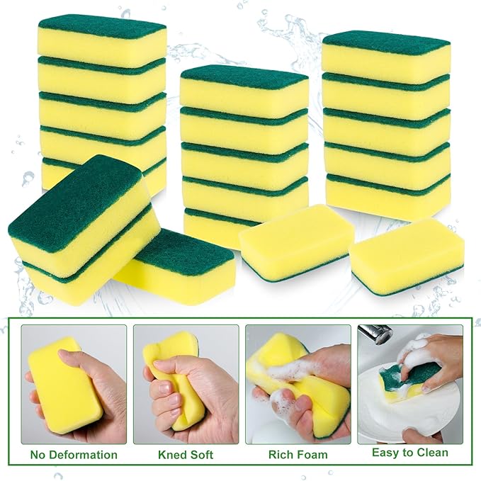 80 Pack Sponges Kitchen High Density Dish Sponges Scrub Sponge Multi-Surface Cleaning Scrubber Pad, Durable Dishwashing Sponge Bulk Cleaning Supplies for Washing Dishes, Home, Kitchen, Bathroom, Car