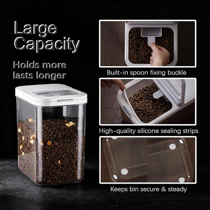 LivLab Mker Pet Food Storage Containers With Lids & Scooper - Dog Food Storage Container,12L/12KG/10-15LBS,BPA Free Airtight Storage Containers Store Dry Food For Kitchen Pantry