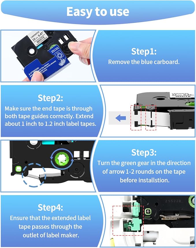 10-Pack 12mm 0.47 Laminated White Label Tape Replacement for TZe-231 Brother Label Maker Tape, AZe Black on White Label Tape Compatible with Brother P Touch Label Maker PT-D210 PT-H110 PT-D220