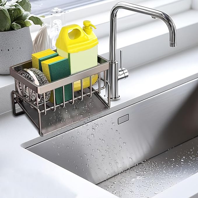kitchen sink caddy, dish sink sponge holder (Without rod-grey)